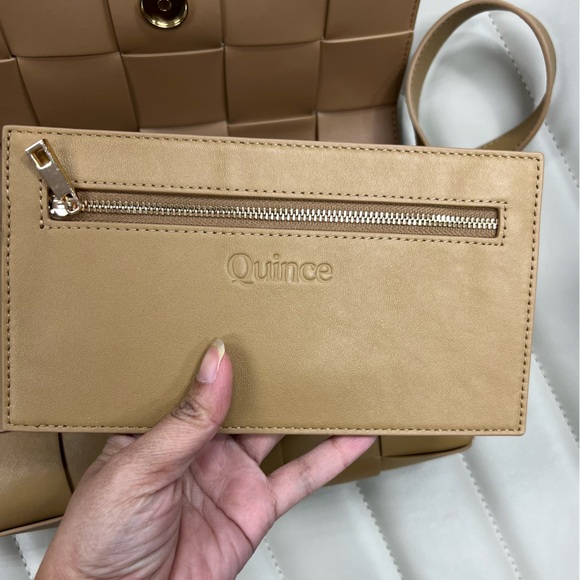 Quince Italian Leather Handwoven Flap Crossbody Bags in Golden Tan - Picture 9 of 12